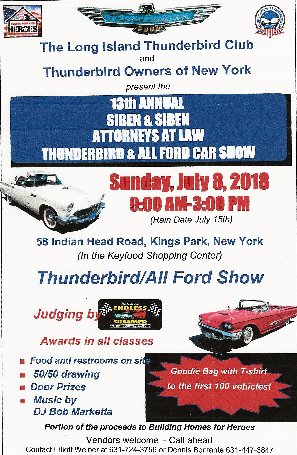 LI Thunderbird Club & Thunderbird Owners of NY13th Annual Thunderbird & All Ford Show,Kings Park, NY