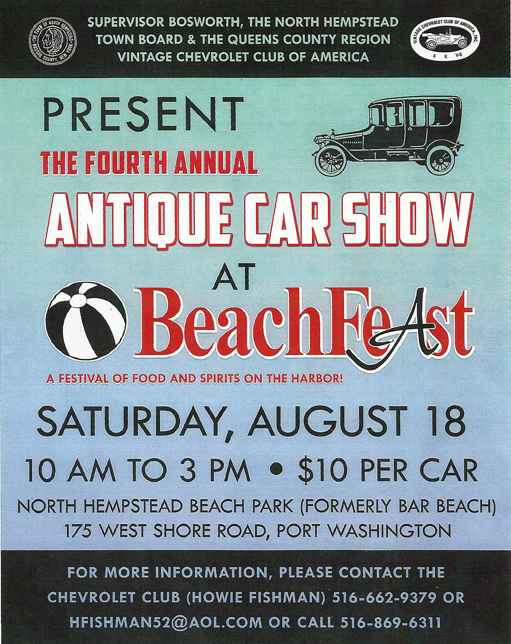 TONH 4th Annual Antique Car Show @ BeachFeast, Pt. Washington, NY