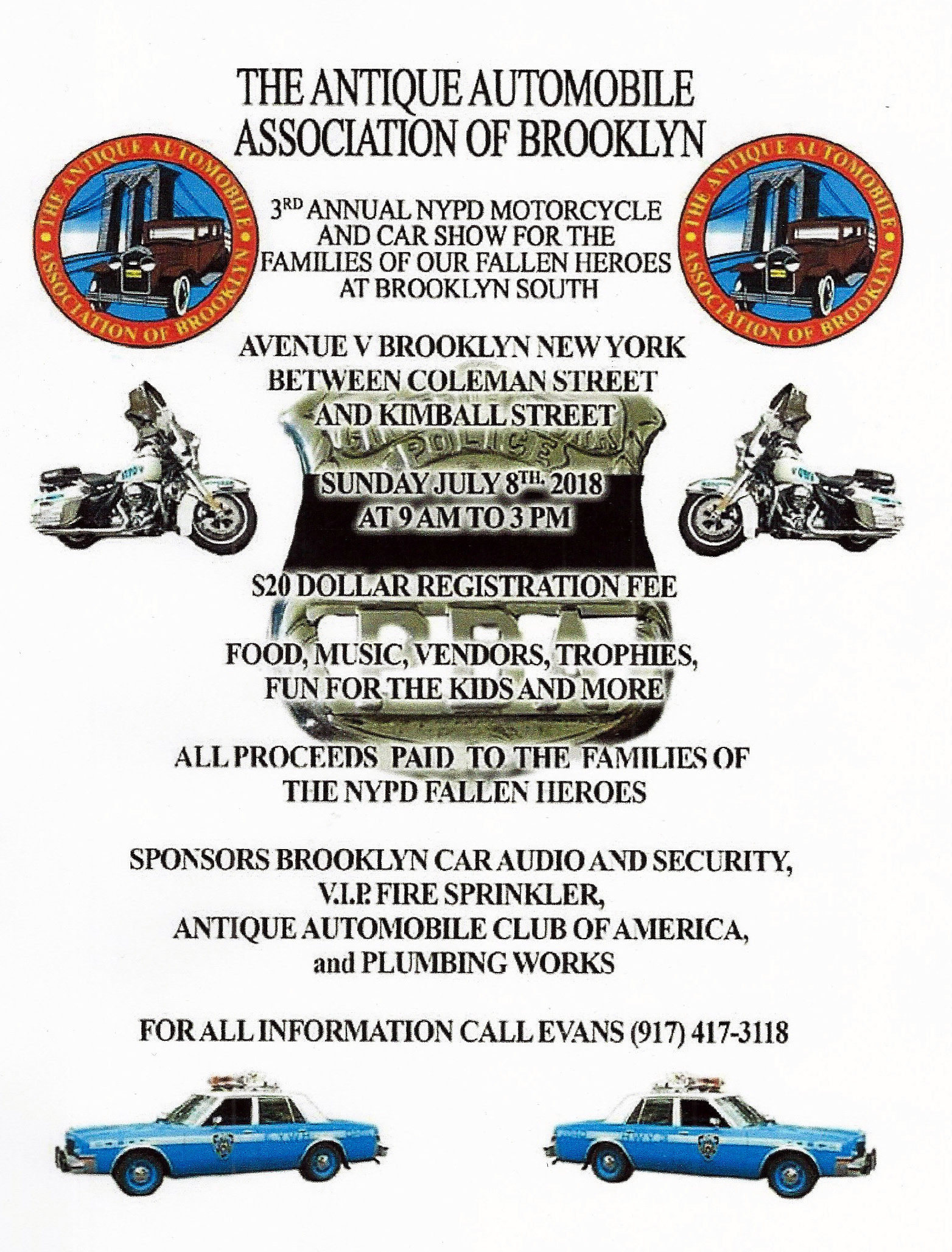 3rd Annual Antique Automobile Association of Brooklyn NYPD Motor Cycle & Car Show, Brooklyn, NY