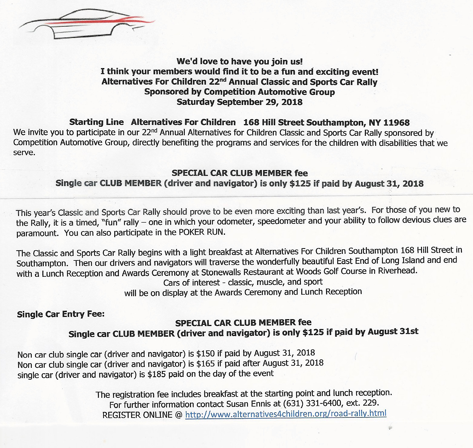 Alternatives For Children 22nd Annual Classic & SportsCar Rally, Southampton, NY