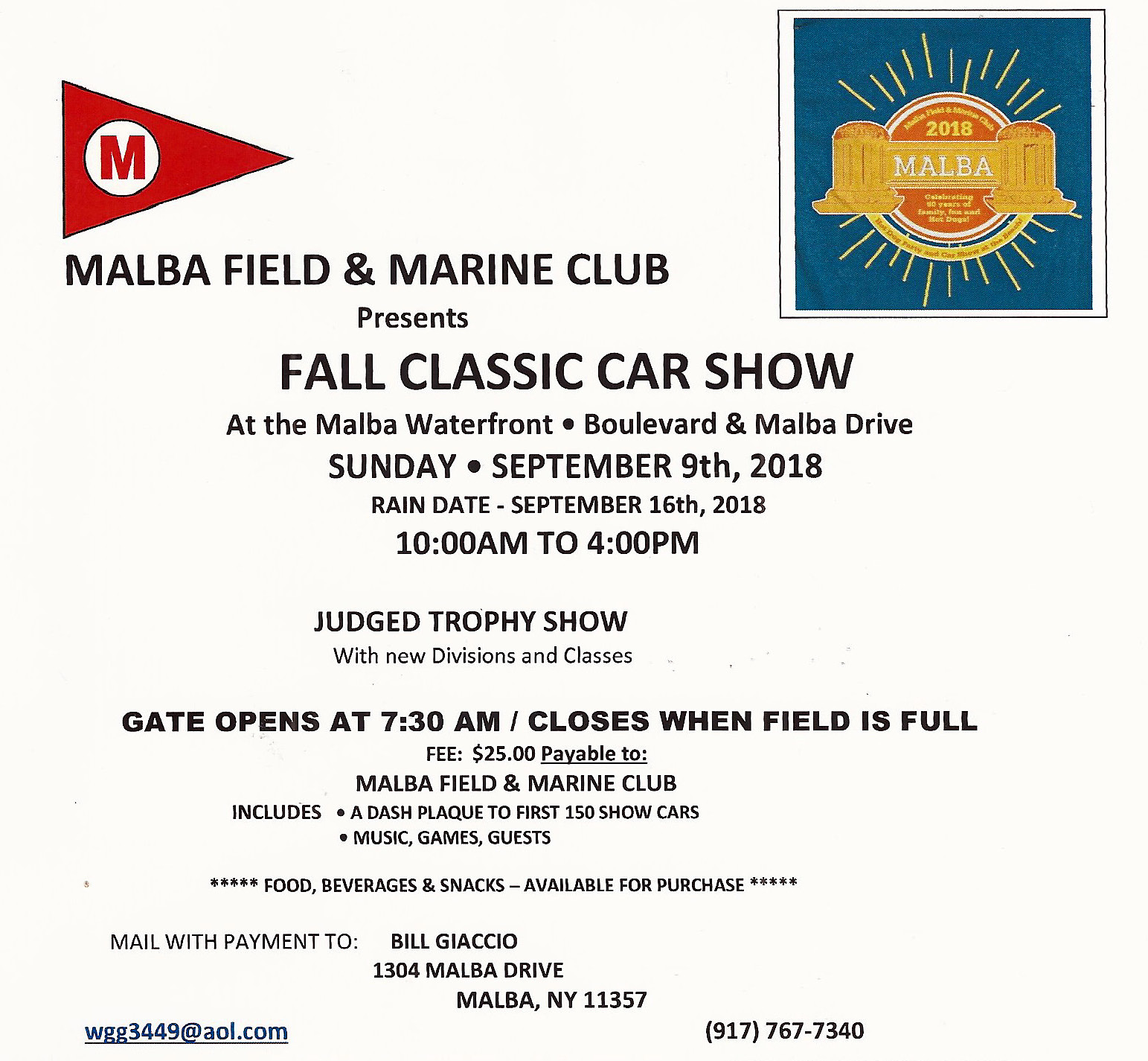 Malba Field & Marine Club Fall Classic Car Show,Malba, NY