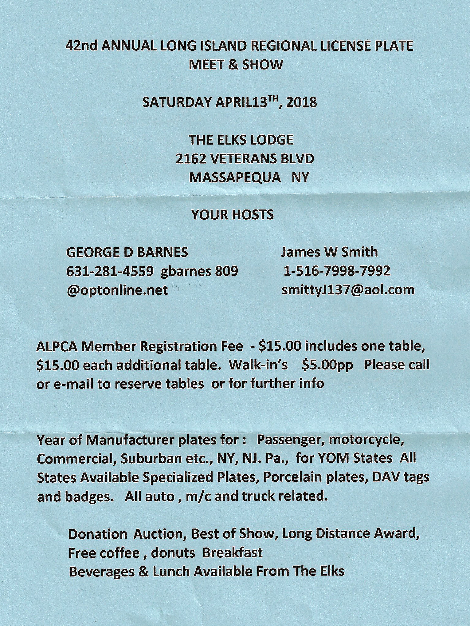 42nd Annual LI Regional License Plate Meet & Show, Massapequa, NY