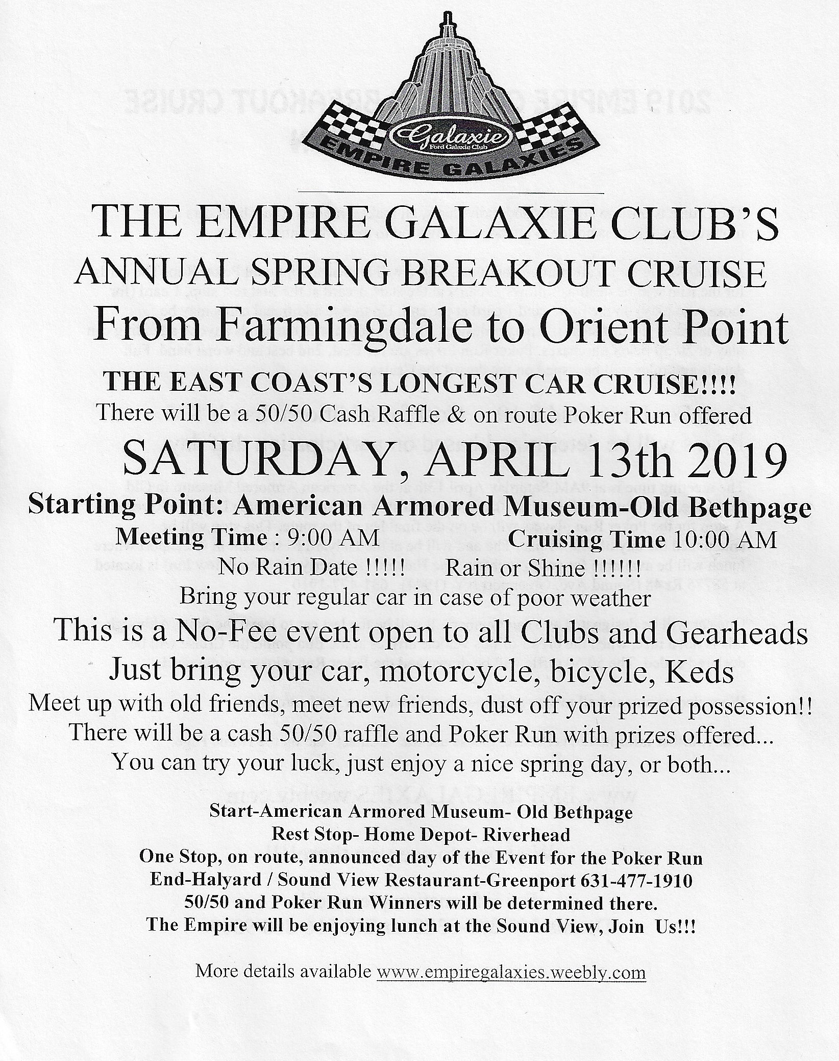 The Empire Galaxie Club Annual Spring Breakout Cruise, Old Bethpage, NY
