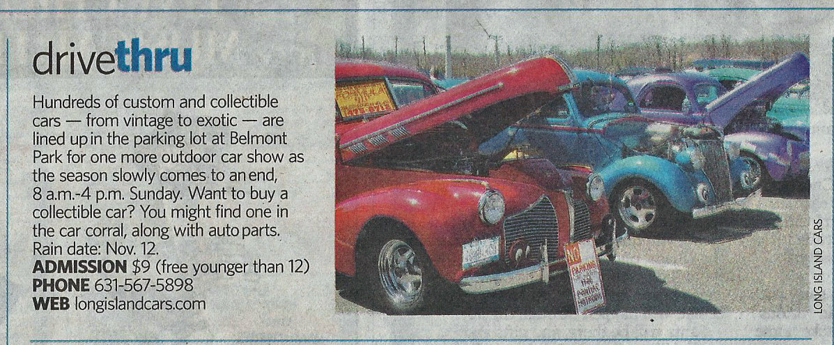 LI Cars’ Fall Belmont Car Show & Swap Meet, Elmont, NY