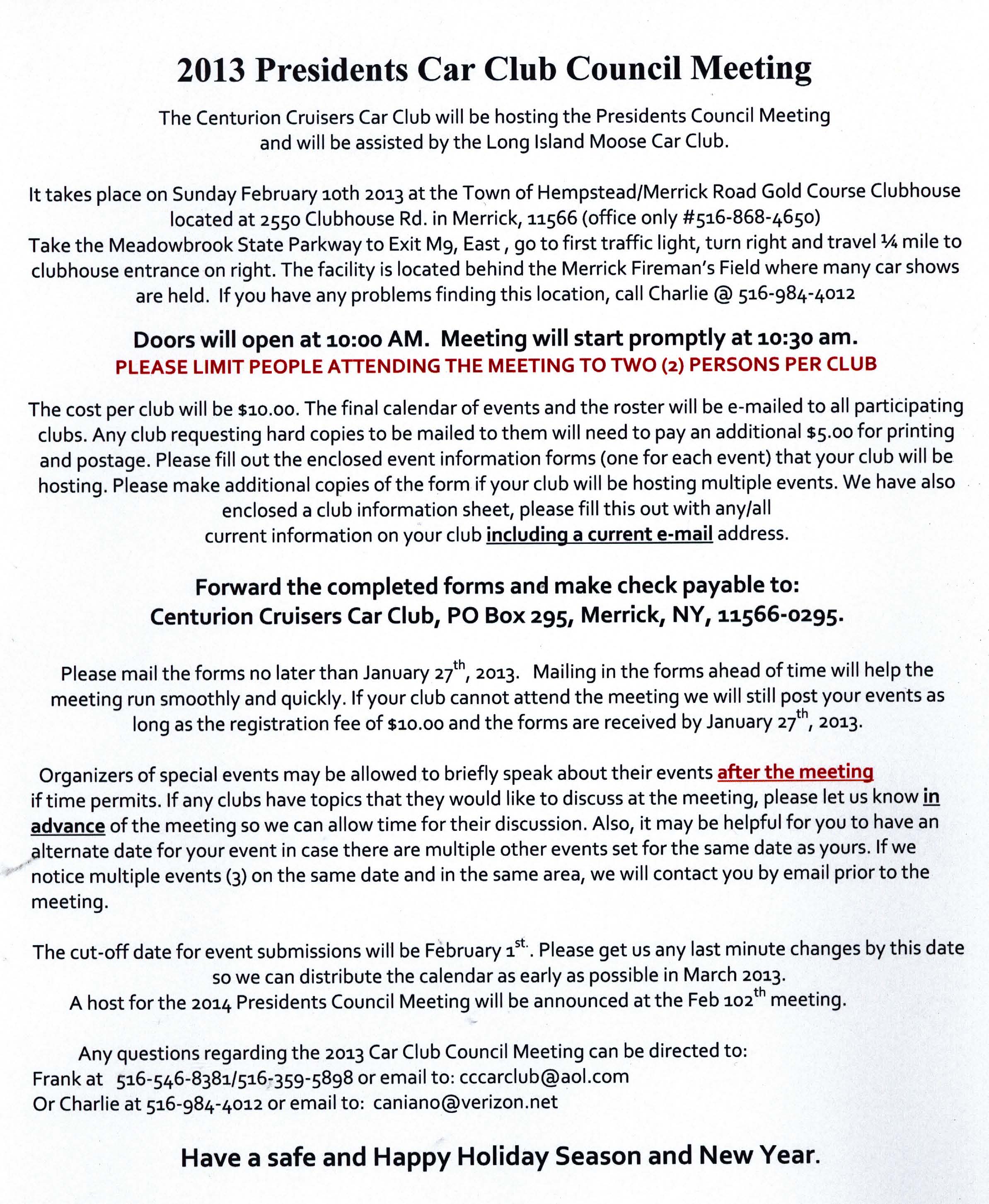 2013 Presidents Car Club Council Meeting, Merrick, NY