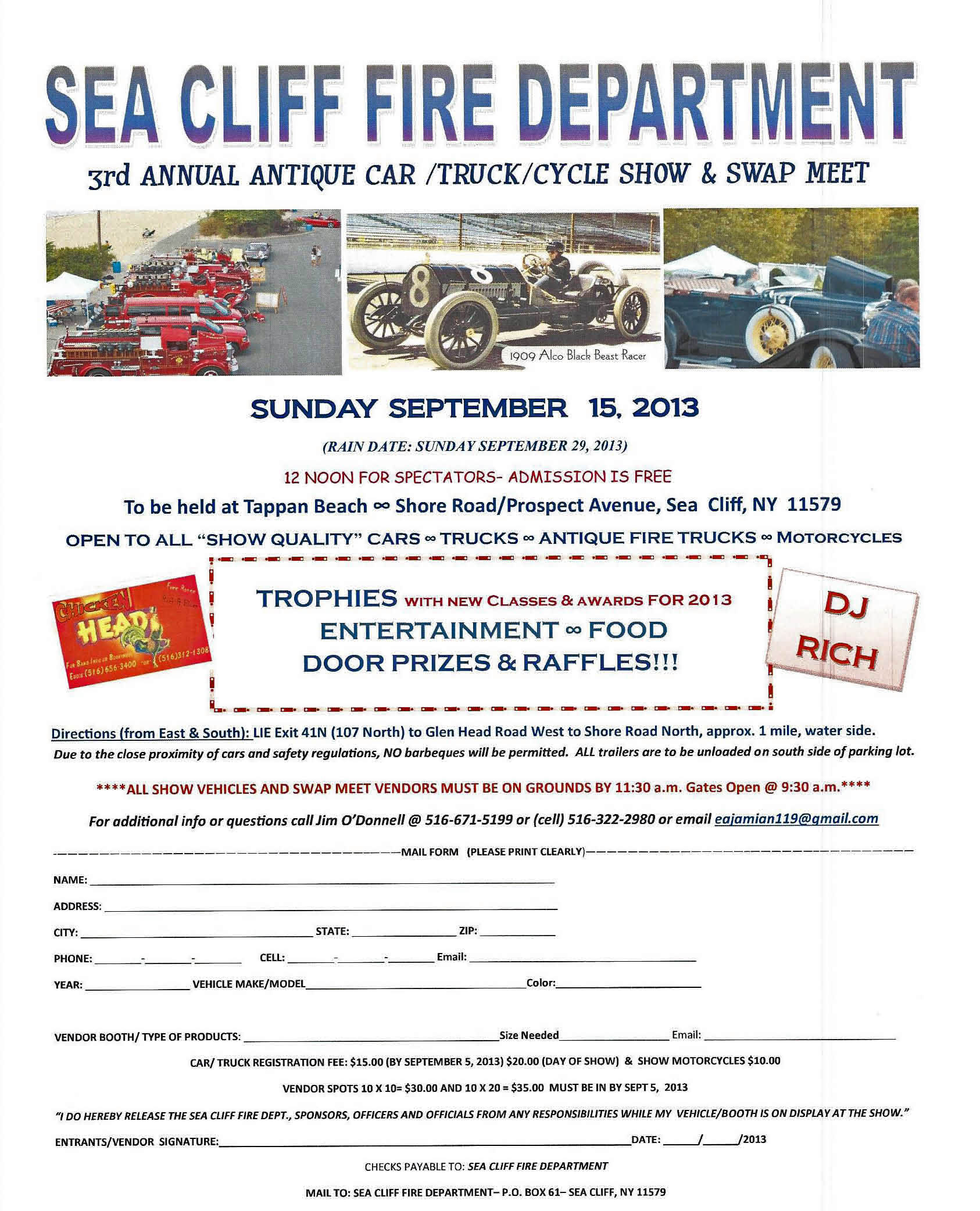 Sea Cliff FD 3rd Annual Antique Car/Truck/Cycle Show & Swap Meet, Sea Cliff, NY