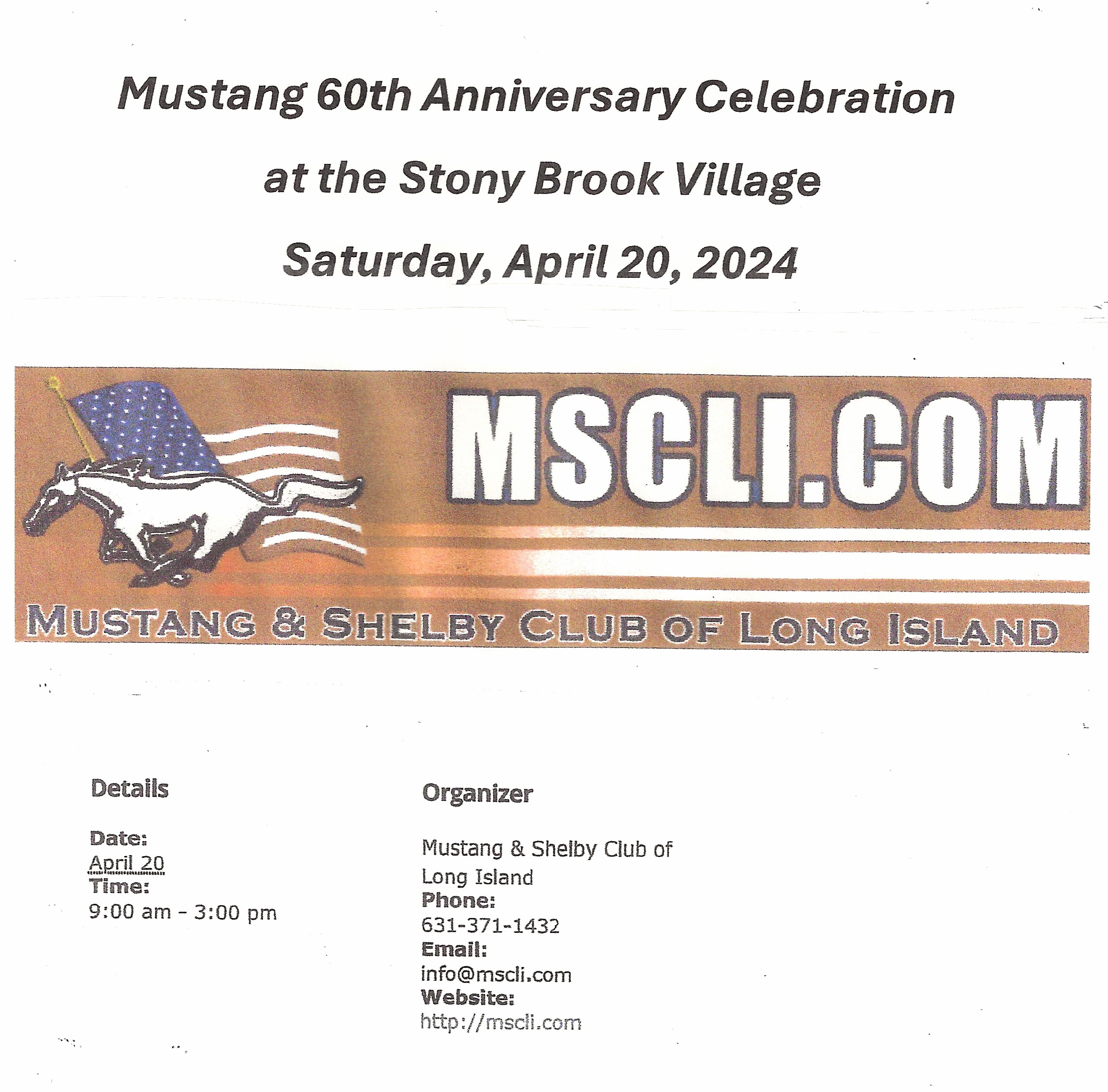 Mustang 60th Anniversary Celebration at the Stony Brook Village, Stony Brook, NY