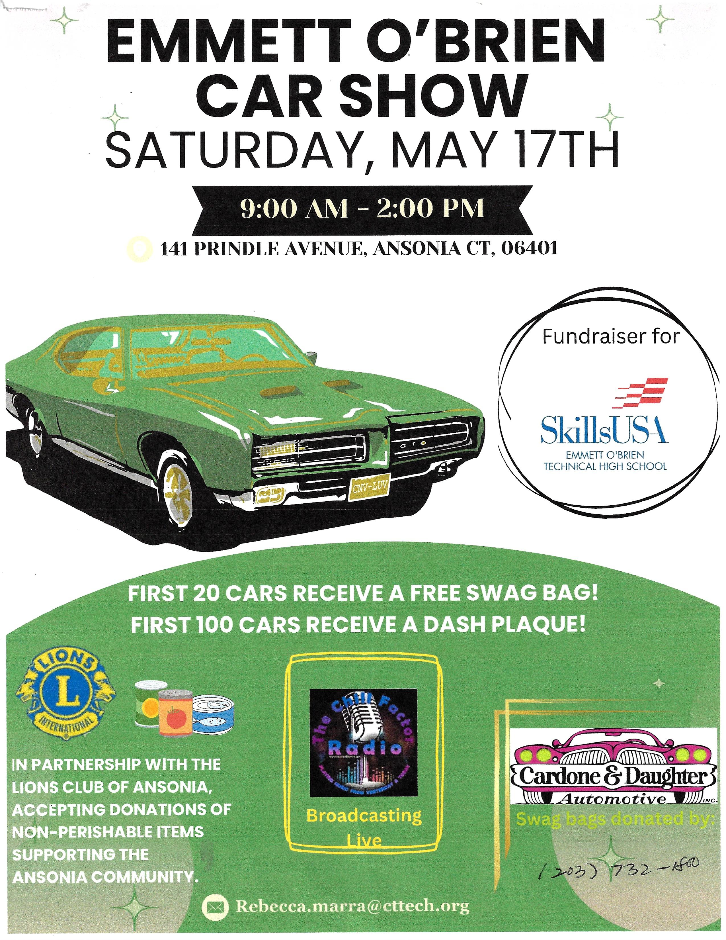 Emmett O’Brien Tech HS Car Show, Ansonia, CT.