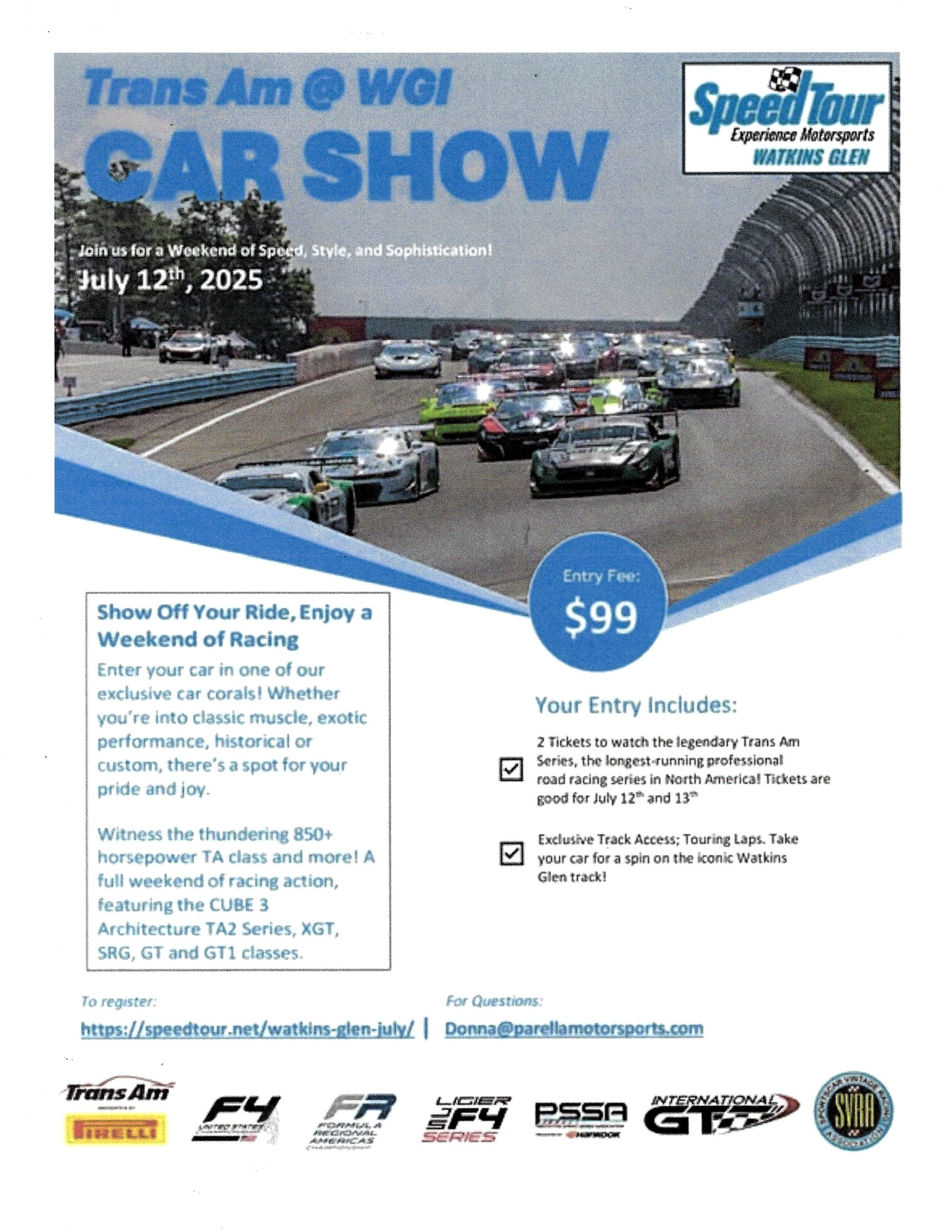 Trans AM at WGI Car Show, Watkins Glen, NY