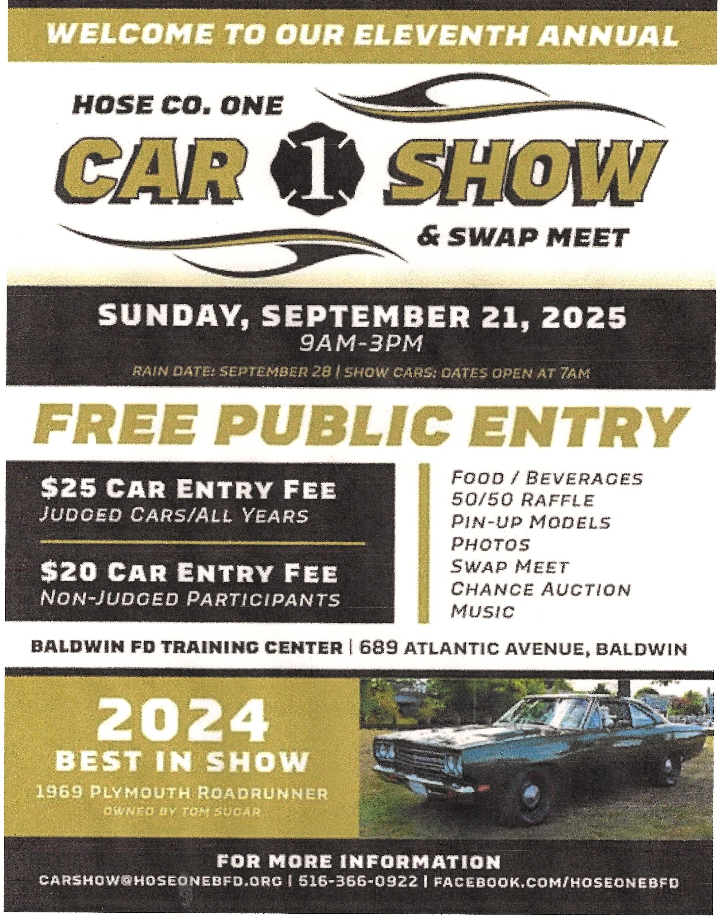 11th Annual Hose Co. 1 Car Show & Swap Meet, Baldwin, NY