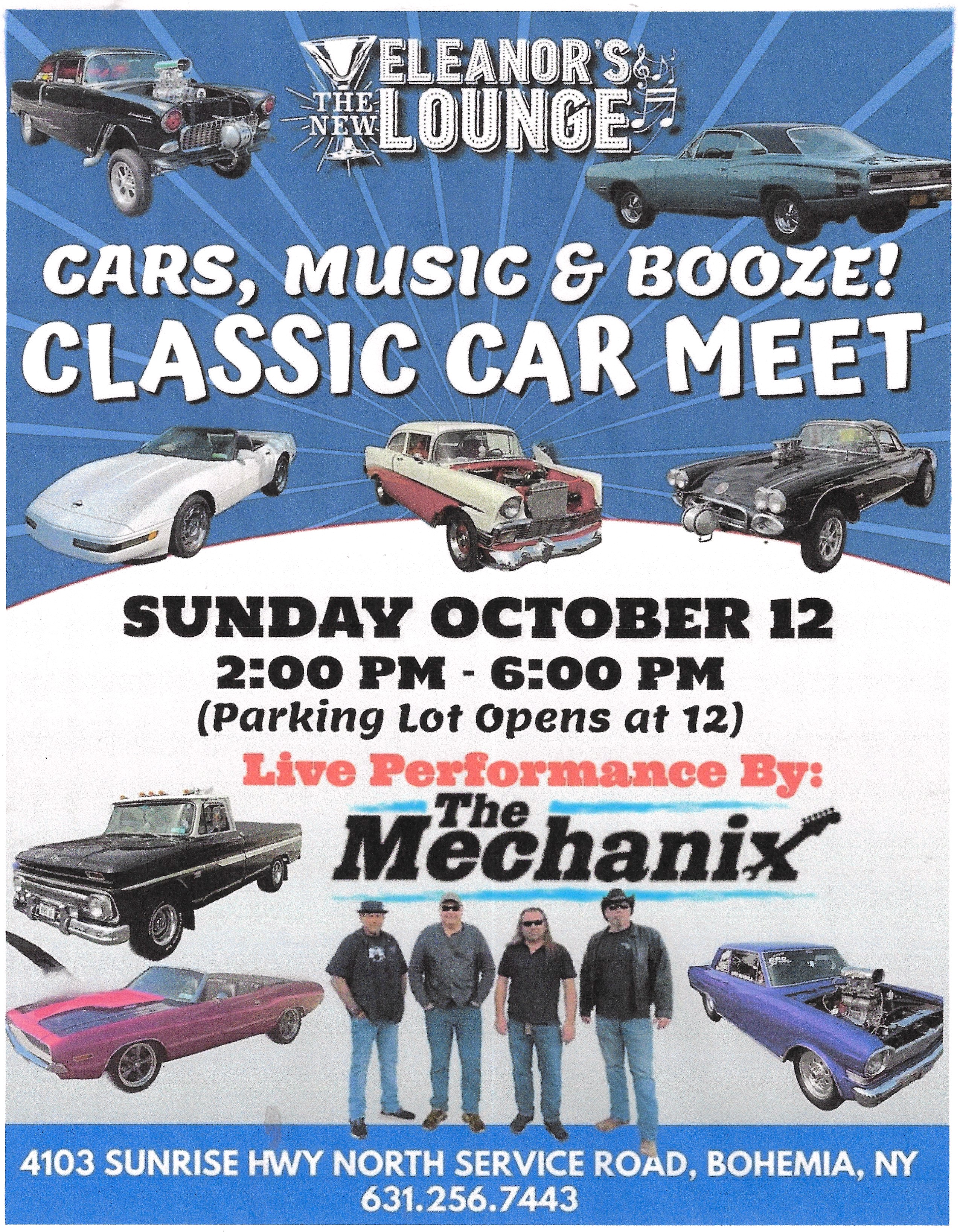 Eleanor’s Lounge presents Cars, Music & Booze Classic Car Show, Bohemia, NY