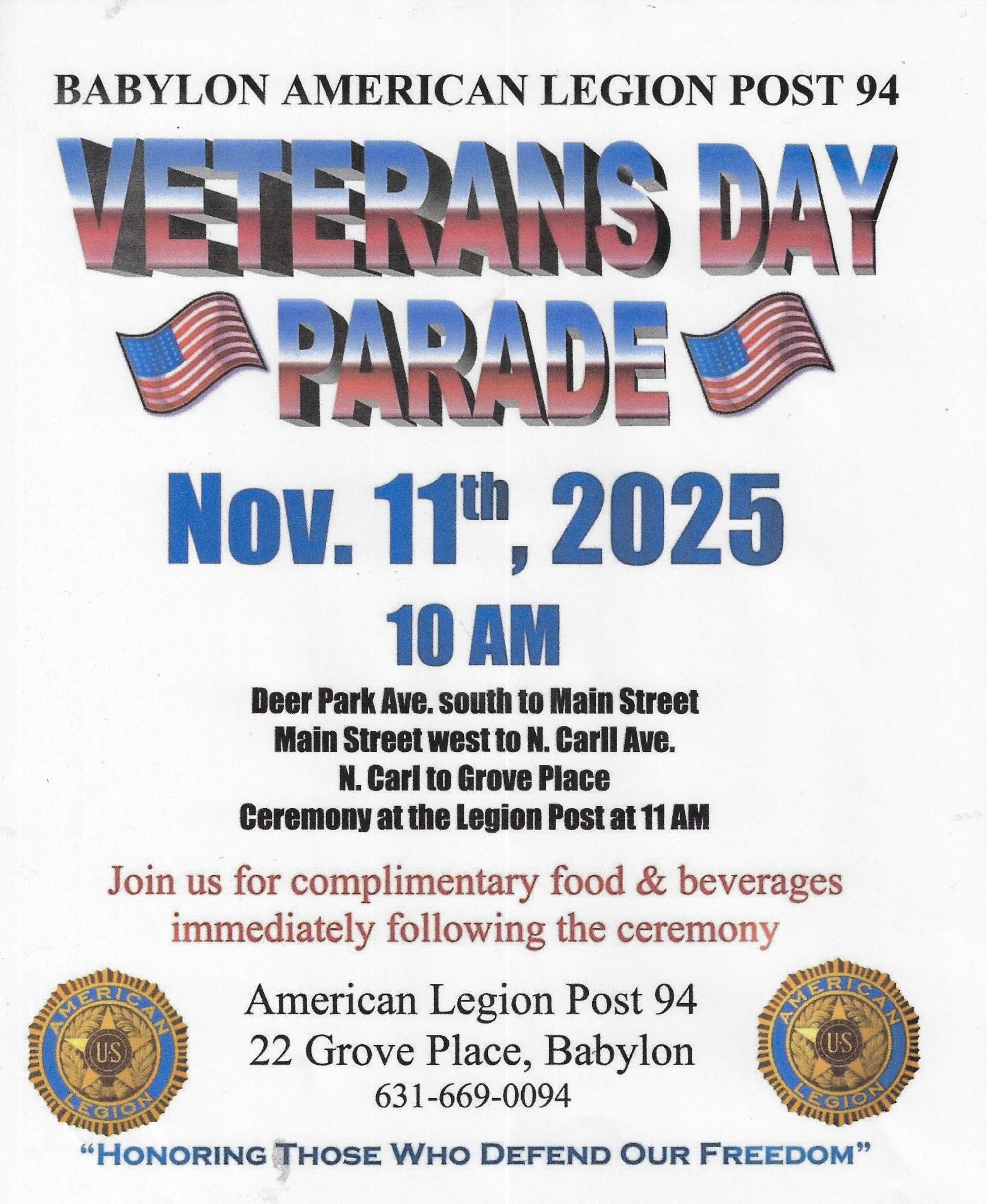 Babylon American Legion Post 94 Veterans Day Parade, Babylon, NY
