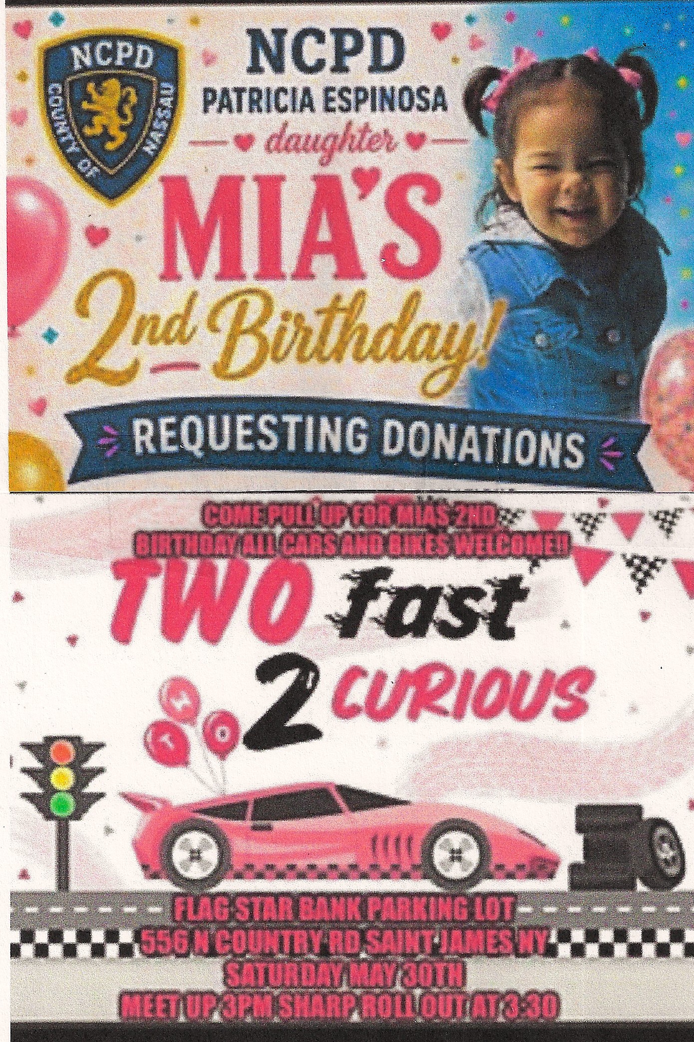 NCPD Mia’s 2nd Birthday Fundraiser Car Show, Saint James, NY