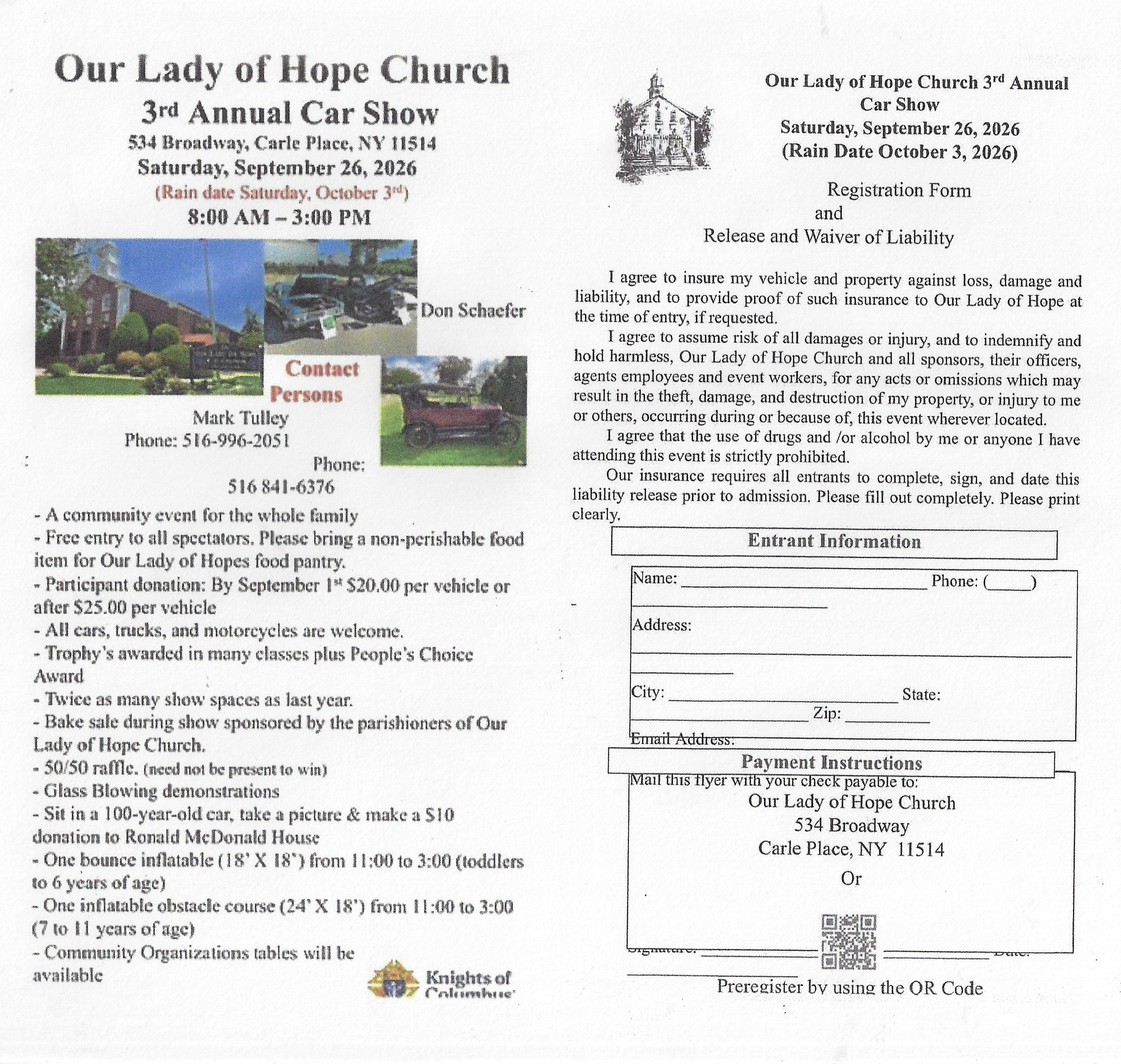 Our Lady of Hope Church 3rd Annual Car Show, Carle Place, NY
