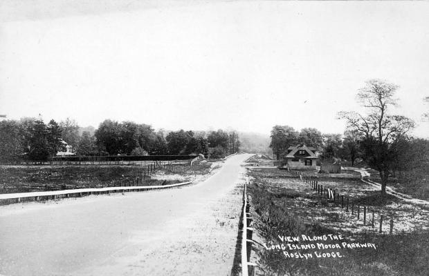 Then & Now: The Roslyn Lodge and  the Motor Parkway Bridge over Roslyn Road