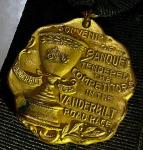 A rare 1905 Vanderbilt Cup “Road Race” banquet gold medallion ribbon