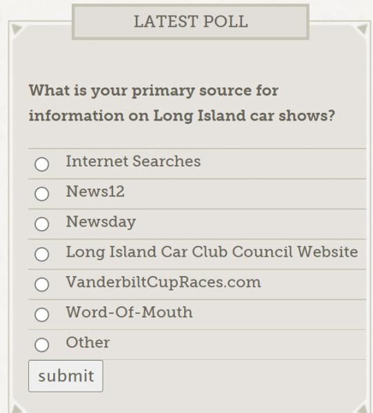 VanderbiltCupRaces.com Polls (Latest Poll: April 13, 2026)