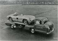 Mystery Friday Foto #23 Solved: A 1955 Mercedes-Benz 300 SLR W196S on top of the Mercedes-Benz “Blue Wonder” hauler