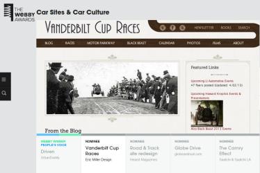VanderbiltCupRaces.com Selected as One of the Five Best in the World for “Car Sites & Car Culture”