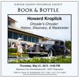 Book & Bottle Presentation on Thursday:“Chrysler’s Chrysler: History,Discovery & Restoration” 6:00PM