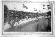 The Largest Newspaper Photo Ever Published in 1906- The Checkered Flag Finish of Louis Wagner