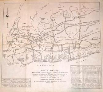 1927 Map Showing the Long Island Motor Parkway and Proposed Highways & Parkways East of Queens
