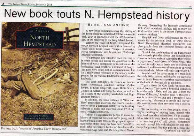 Roslyn Times & Manhasset Times: “New Book touts North Hempstead history”
