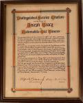 Helck Family Collection: Distinguished service citation for Joe Tracy awarded  by Automobile Old Timers in 1948
