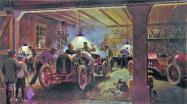Mystery Artwork #23 Solved: #1 Thomas and #4 Thomas Prior to the 1906 Vanderbilt Cup Race at Krug’s