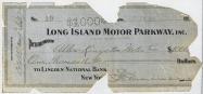 VanderbiltCupRaces.com Exclusive: The $1,000 check for winning the 1908 Meadow Brook Sweepstakes