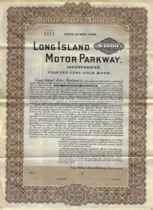 Helck Family Collection: Long Island Motor Parkway Inc. $1,000 Four Per Cent Gold Bond
