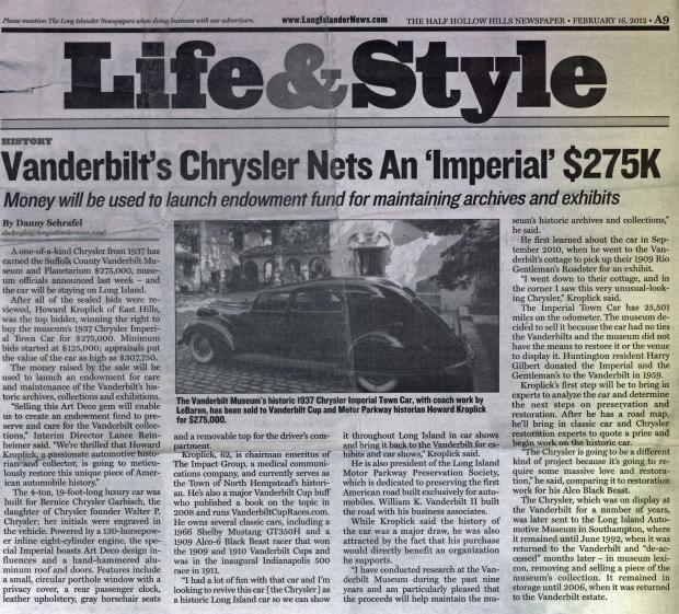 Vanderbilt’s Chrysler: An Update