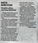 Newsday and Patch: Kroplick Appointed Town Historian