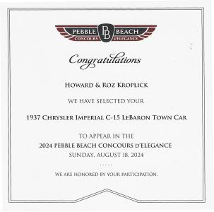 The 1937 Chrysler’ Chrysler is heading back to the Pebble Beach Concours d’Elegance