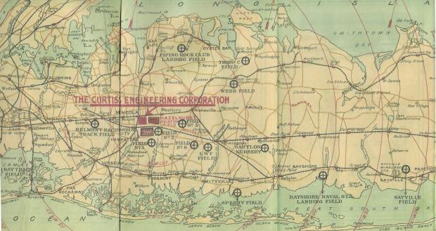 Cradle of Aviation Archives: The 1918 Curtiss Engineering Corporation Flying Map of Long Island