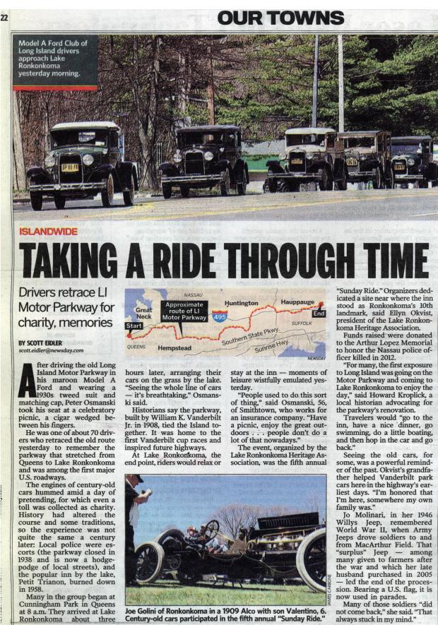 Newsday: Taking A Ride Through Time: Drivers Retrace LI Motor Parkway