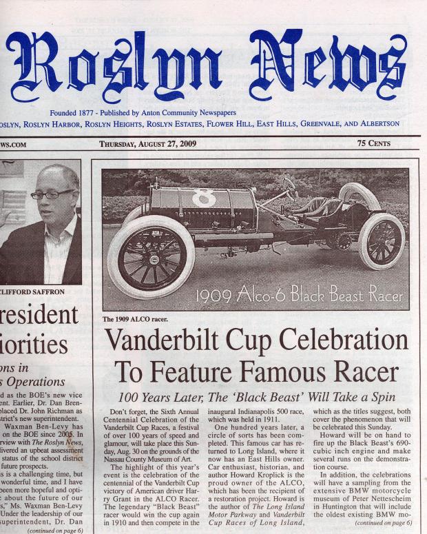 Roslyn News “Vanderbilt Cup Celebration to Feature Famous Racer”
