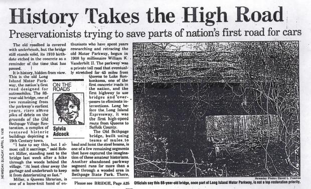 Newsday April 5, 1998 Article “History Takes the High Road”