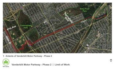 Phase III reconstruction has begun  of the Motor Parkway in Queens from 199th Street to Springfield Boulevard