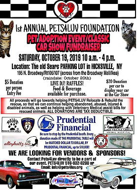 1st Annual PETS4LUV Foundation Pet Adoption Car Show Fundraiser, Hicksville, NY