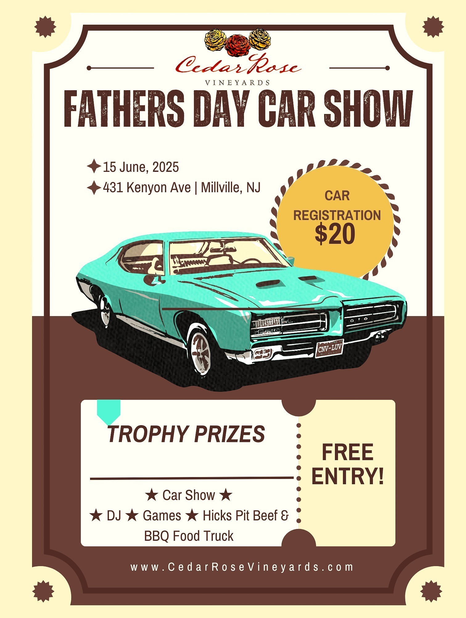 Cedar Rose Vineyards Fathers Day Car Show, Millville, NJ