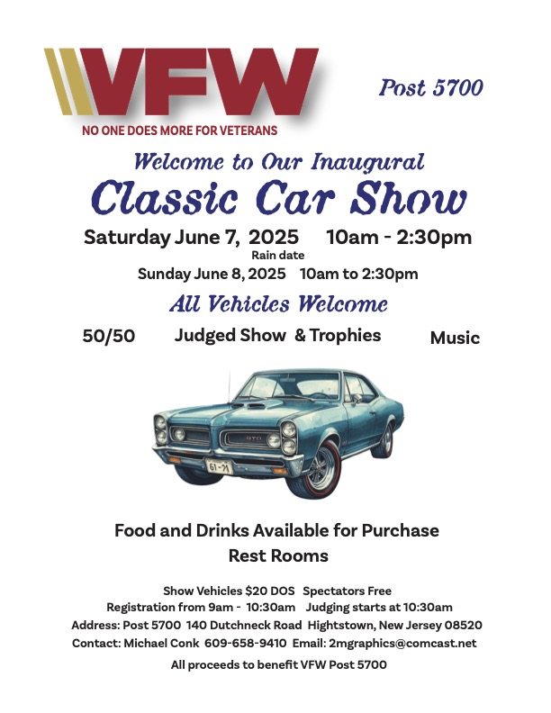 VFW Post 5700 Inaugural Classic Car Show, Hightstown, NJ